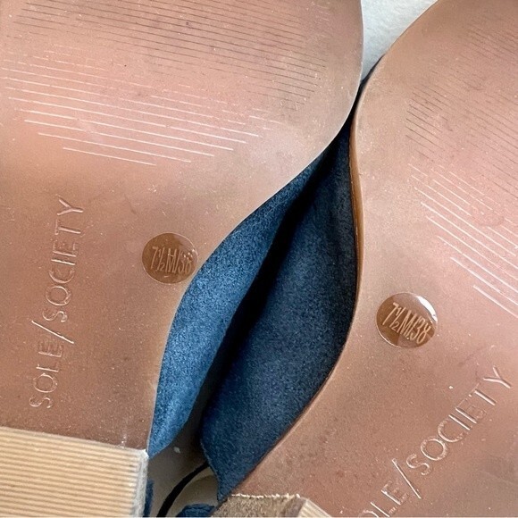 Sole Society Blue Suede So-Ferris Open Toe Bootie Sandals Block Heel Size 7.5 - Picture 13 of 16